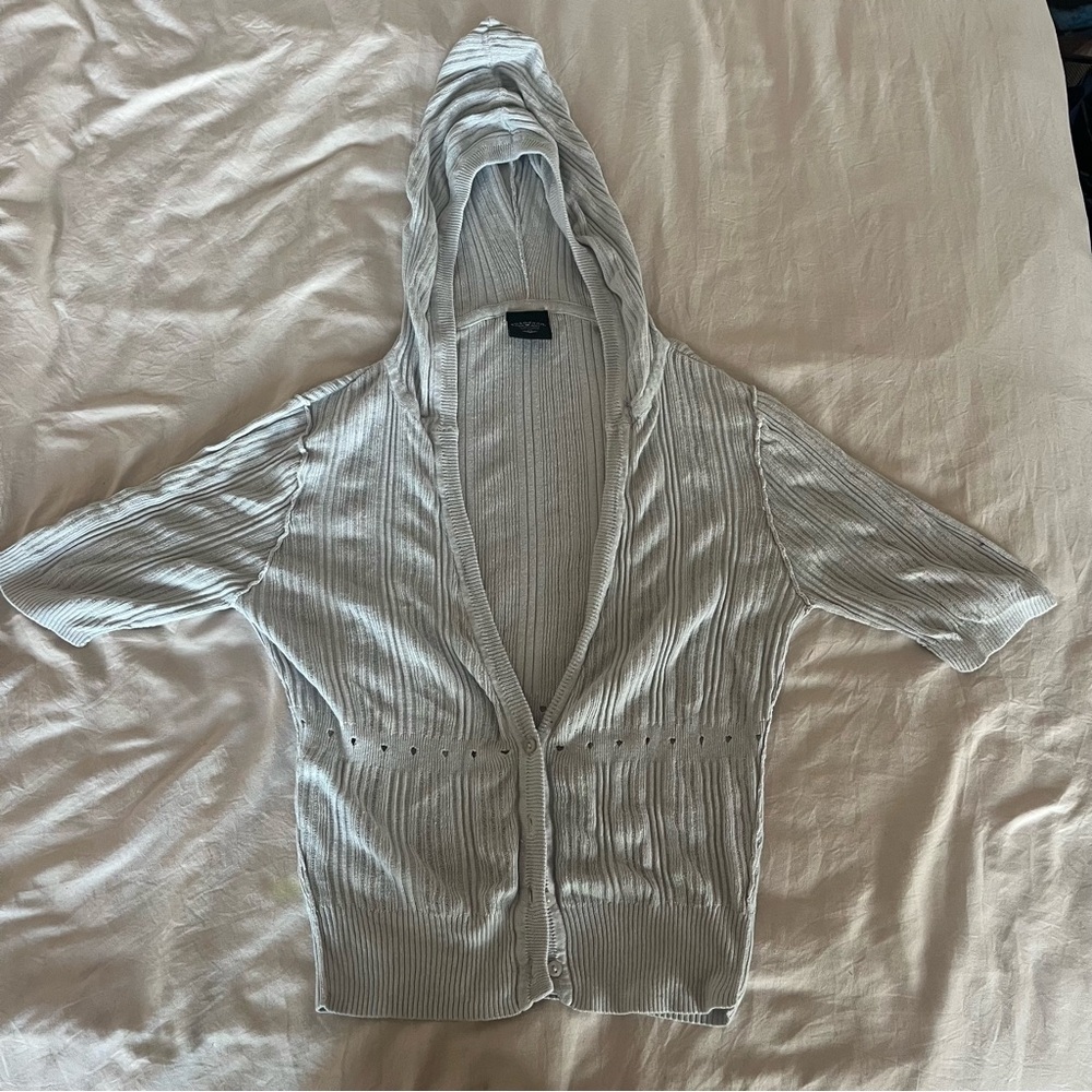 Ellemenno | Light Blue Short Sleeve Hooded Cardigan